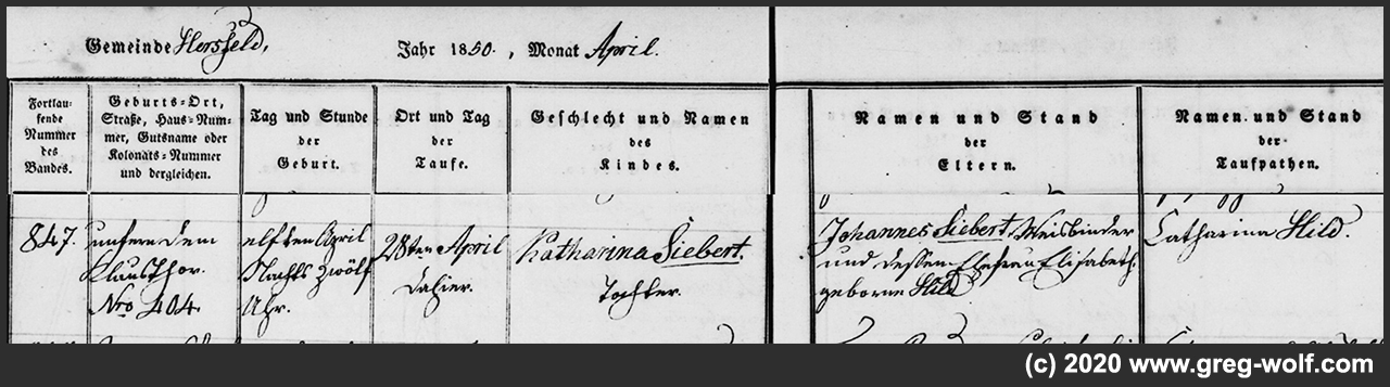 SIEBERT Katharina - Bad Hersfeld, Hessen, Allemagne - o 1850 - sosa 0027 